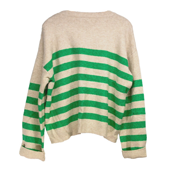 Women's Plus 2X Sweater STICHES AND STRIPES Green Long Sleeve Cotton Blend - Picture 2 of 5